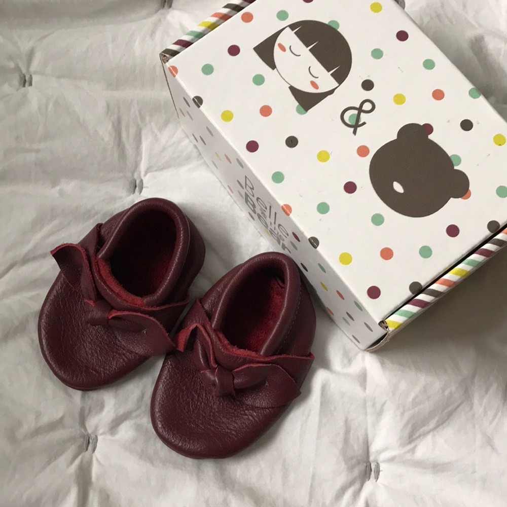Belle and the bear bow moccasins